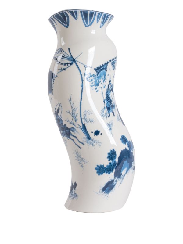 Seletti Acid King Wen curved porcelain vase (18cm x 13.5cm) | Browns Vases