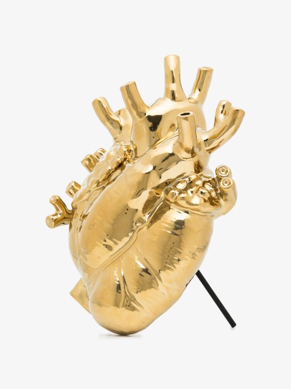 Seletti Gold Tone Love In Bloom Heart Vase | Browns Vases