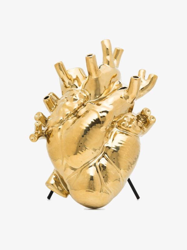 Seletti Gold Tone Love in Bloom Heart Vase | Browns Vases