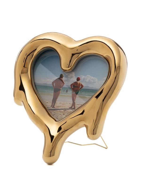 Seletti Gold-Tone Melted Heart Photo Frame | Browns Picture & Photo Frames