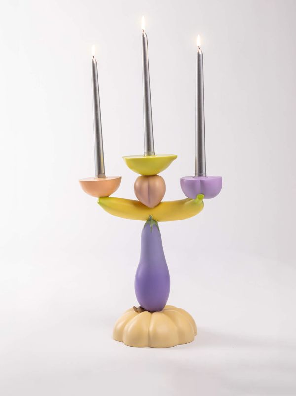 Seletti Vitamin Aubergine Candlestick (36cm) | Browns Candle Holders