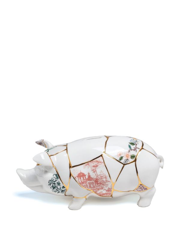 Seletti White Kintsugi Porcelain Piggy Bank | Browns Homeware
