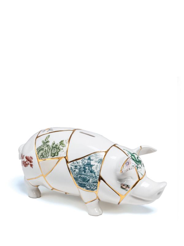 Seletti White Kintsugi Porcelain Piggy Bank | Browns Homeware