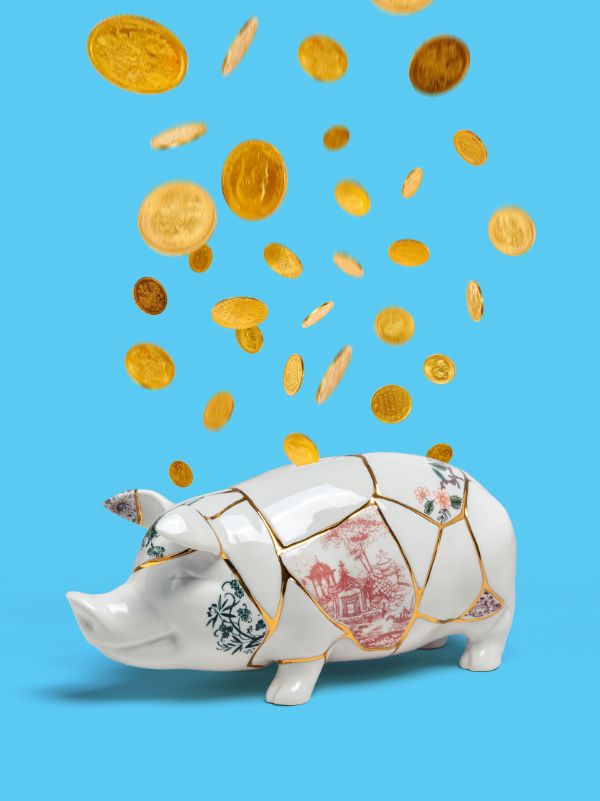 Seletti White Kintsugi Porcelain Piggy Bank | Browns Homeware