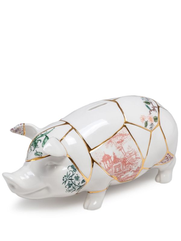 Seletti White Kintsugi Porcelain Piggy Bank | Browns Homeware