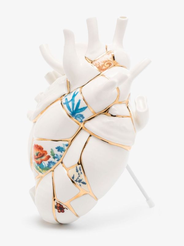 Seletti White Love In Bloom Kintsugi Gold-plated Porcelain Vase | Browns Vases