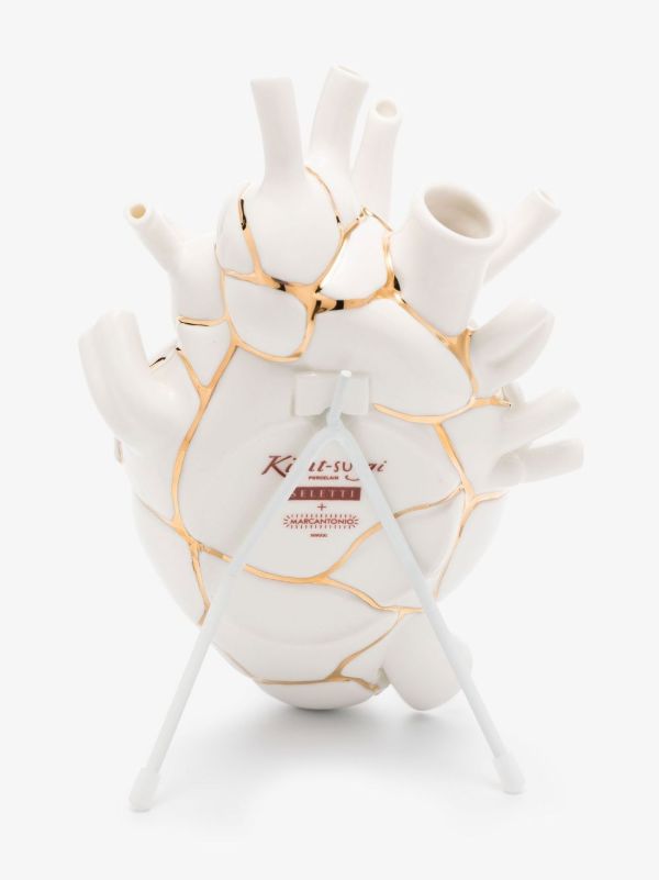 Seletti White Love In Bloom Kintsugi Gold-plated Porcelain Vase | Browns Vases
