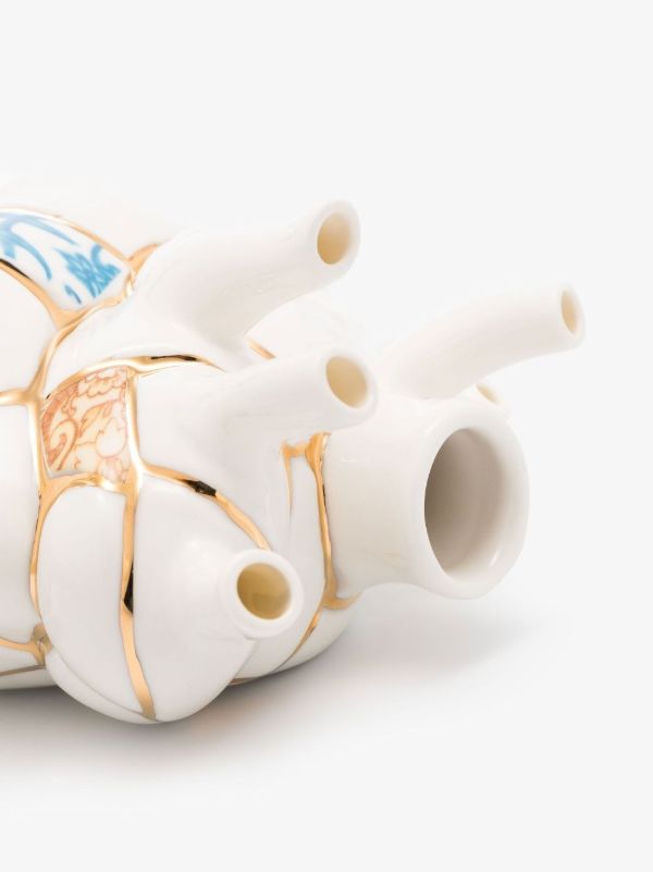 Seletti White Love In Bloom Kintsugi Gold-plated Porcelain Vase | Browns Vases