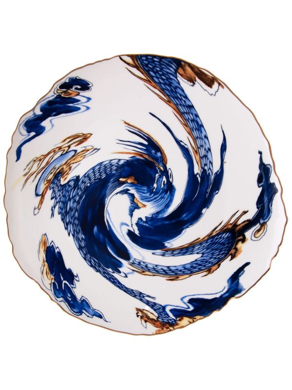 Seletti x Diesel White Living Imari Dragon Porcelain Plate | Browns Plates & Bowls