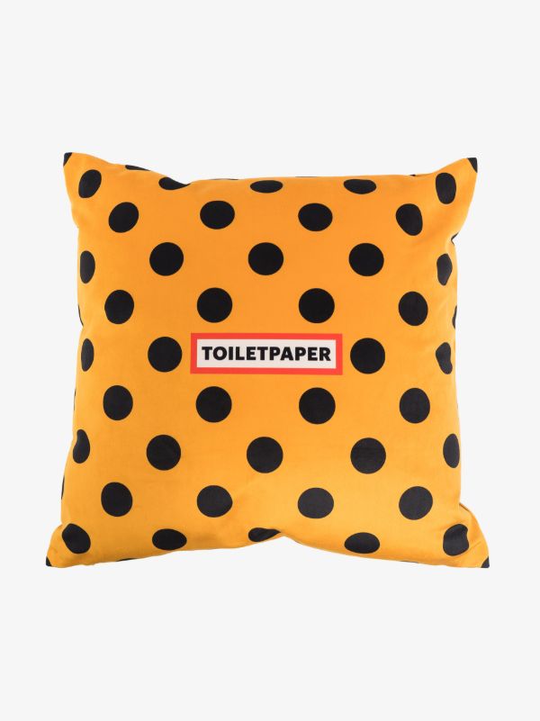 Seletti Yellow Polka Dot Lip Print Cushion | Browns Cushions