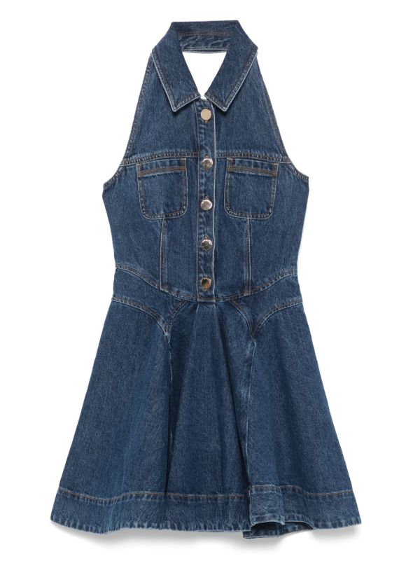 Self-Portrait denim sleeveless mini dress | Browns Day Dresses