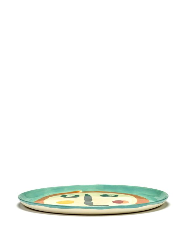 Serax Green Feast Face Print Serving Plate | Browns Plates & Bowls