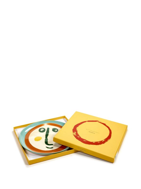 Serax Green Feast Face Print Serving Plate | Browns Plates & Bowls