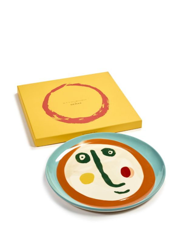 Serax Green Feast Face Print Serving Plate | Browns Plates & Bowls