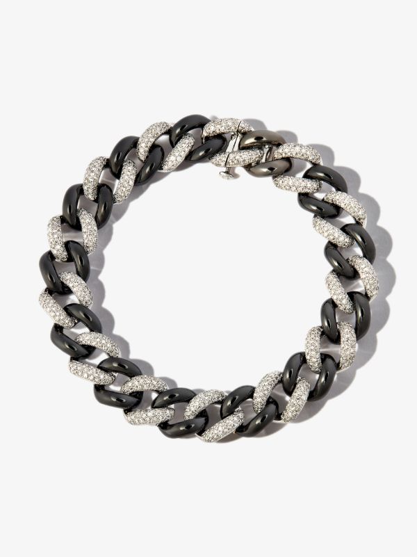 SHAY 18K black and white gold curb link diamond bracelet | Browns Bracelets