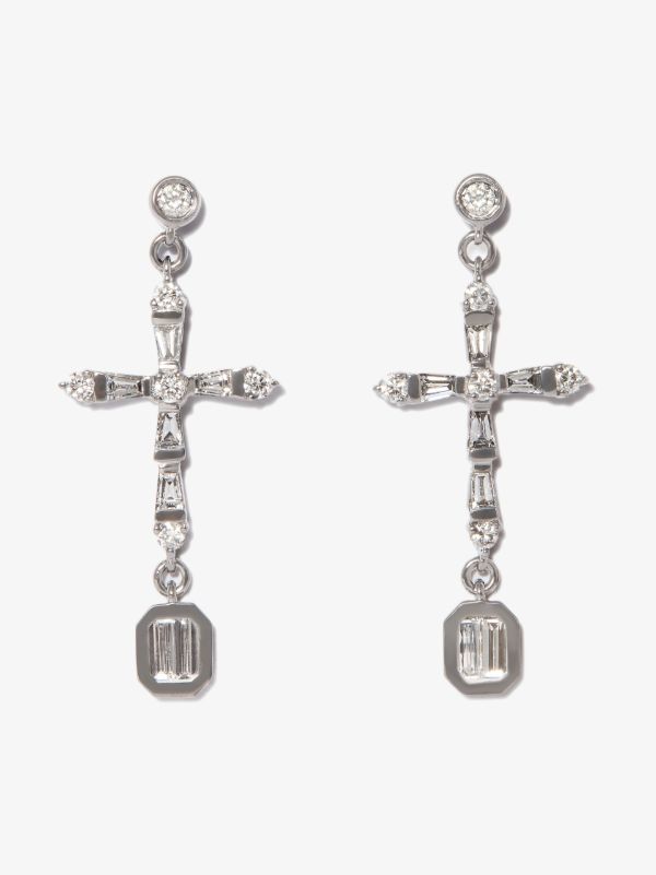 SHAY 18K black gold cross diamond earrings | Browns Earrings