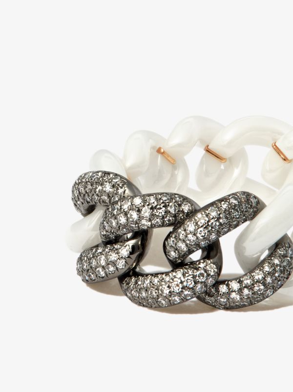 SHAY 18K Black Gold Curb Link Diamond Ring | Browns Rings