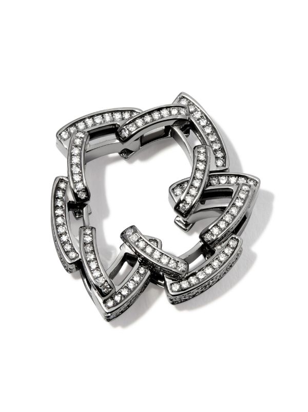 SHAY 18K Black Gold Deco Link Chain Diamond Ring | Browns Rings