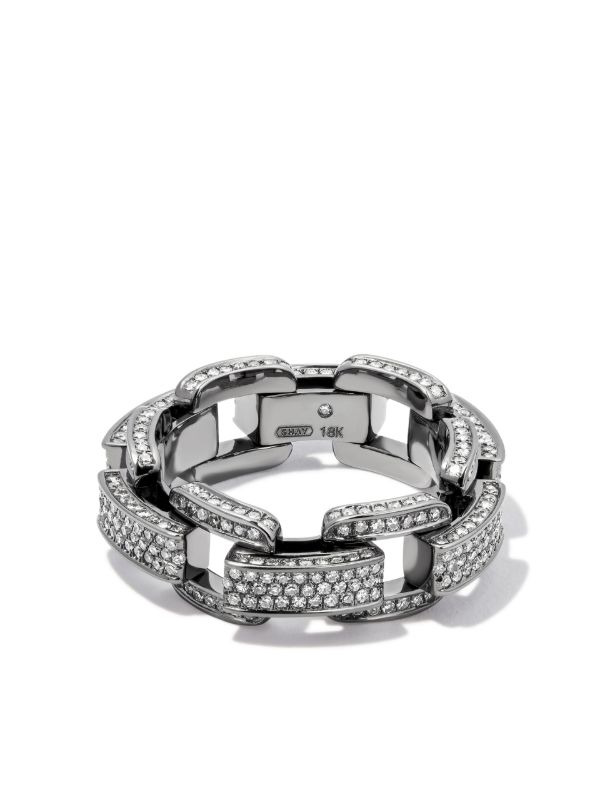 SHAY 18K Black Gold Deco Link Chain Diamond Ring | Browns Rings