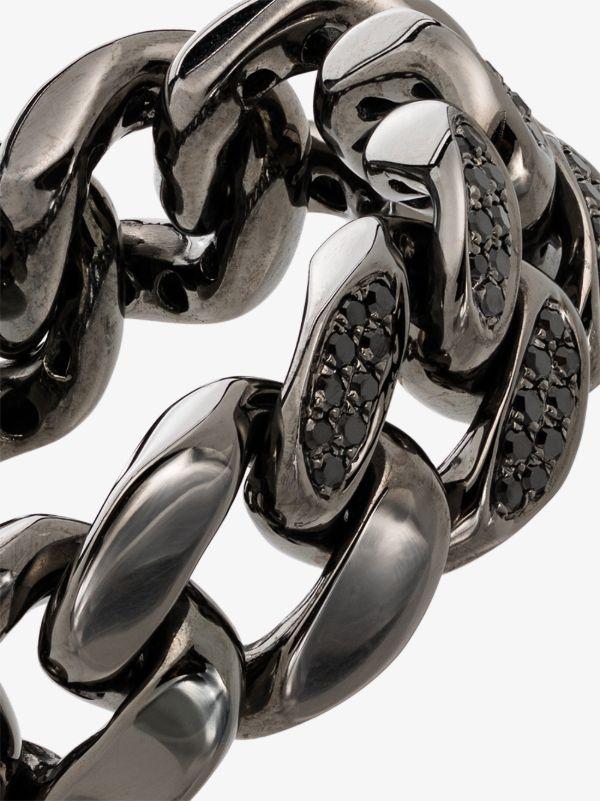 SHAY 18K Black Gold Flat Link Diamond Ring | Browns Rings