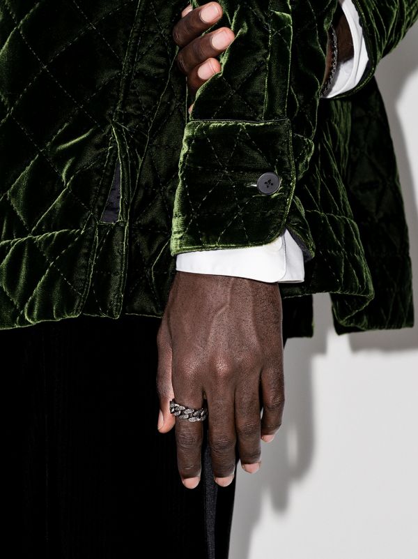 SHAY 18K Black Gold Flat Link Diamond Ring | Browns Rings