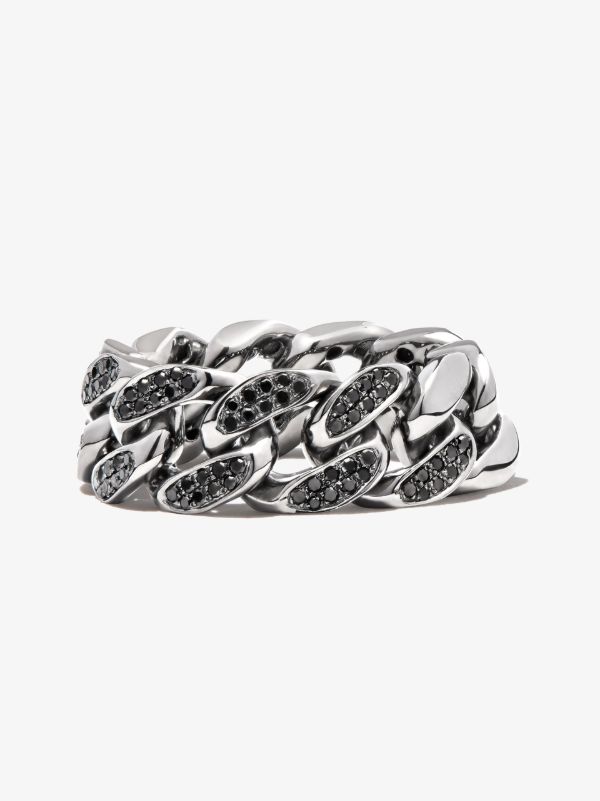 SHAY 18K Black Gold Flat Link Diamond Ring | Browns Rings