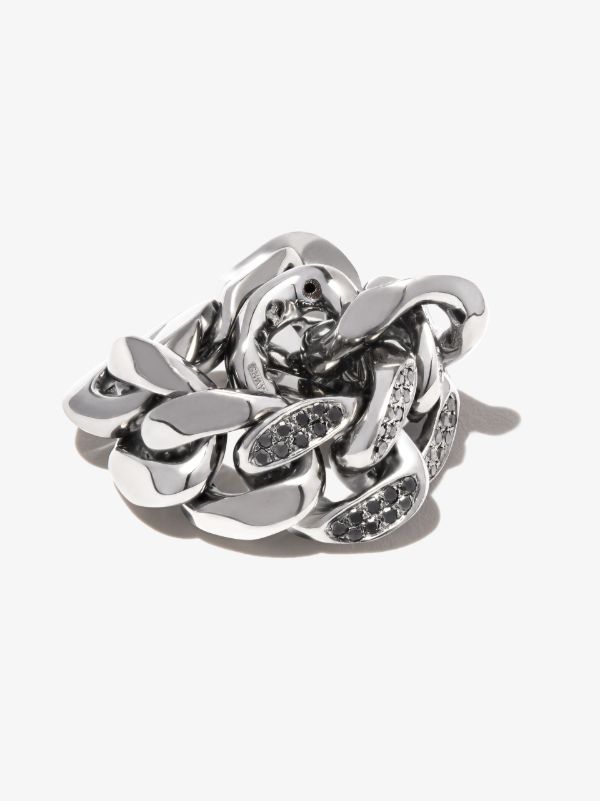 SHAY 18K Black Gold Flat Link Diamond Ring | Browns Rings