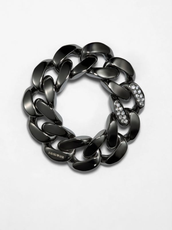 SHAY 18K Black Gold Flat Link Diamond Ring | Browns Rings