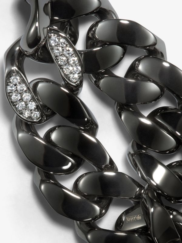 SHAY 18K Black Gold Flat Link Diamond Ring | Browns Rings