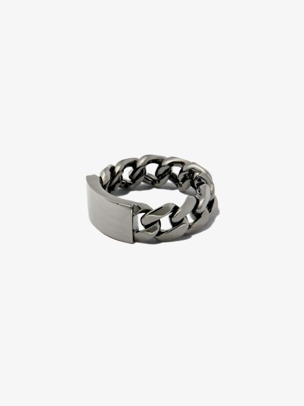 SHAY 18K black gold ID flat link ring | Browns Rings