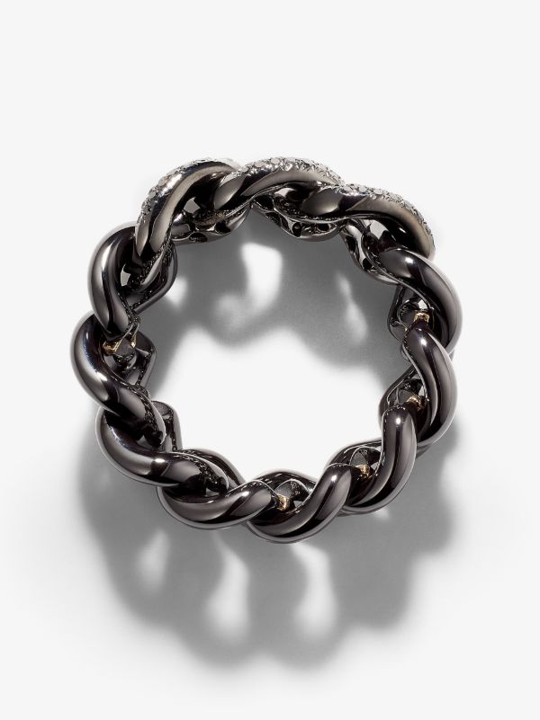 SHAY 18K Black Gold Mini Link Diamond Ring | Browns Rings