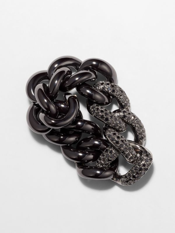 SHAY 18K Black Gold Mini Link Diamond Ring | Browns Rings