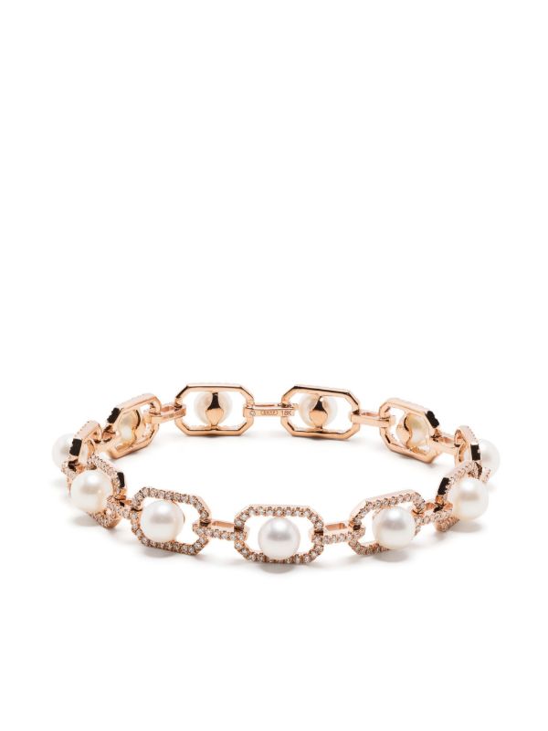 SHAY 18K rose gold diamond and pearl bracelet | Browns Fine Bracelets