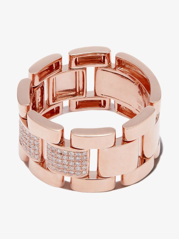 SHAY 18K rose gold Journey link diamond ring | Browns Rings