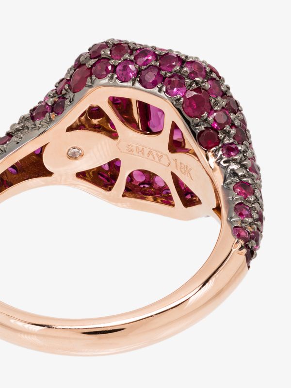 SHAY 18K Rose Gold Pavé Ruby Pinky Ring | Browns Fine Rings