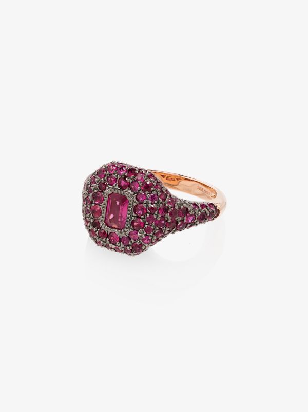 SHAY 18K rose gold pavé ruby pinky ring | Browns Fine Rings