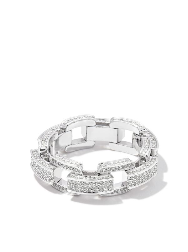 SHAY 18K White Gold Deco Link Chain Diamond Ring | Browns Rings