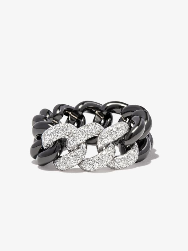 SHAY 18K White Gold Diamond Link Ring | Browns Rings