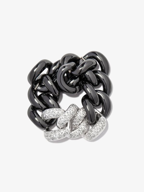 SHAY 18K White Gold Diamond Link Ring | Browns Rings