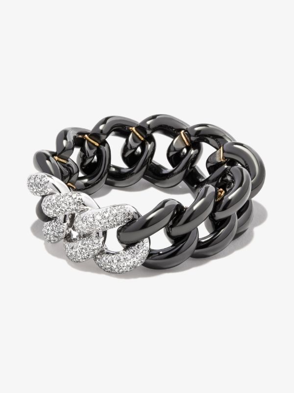 SHAY 18K white gold diamond link ring | Browns Rings