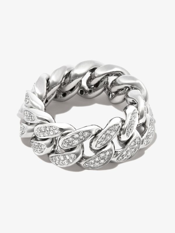 SHAY 18K white gold flat link diamond ring | Browns Rings
