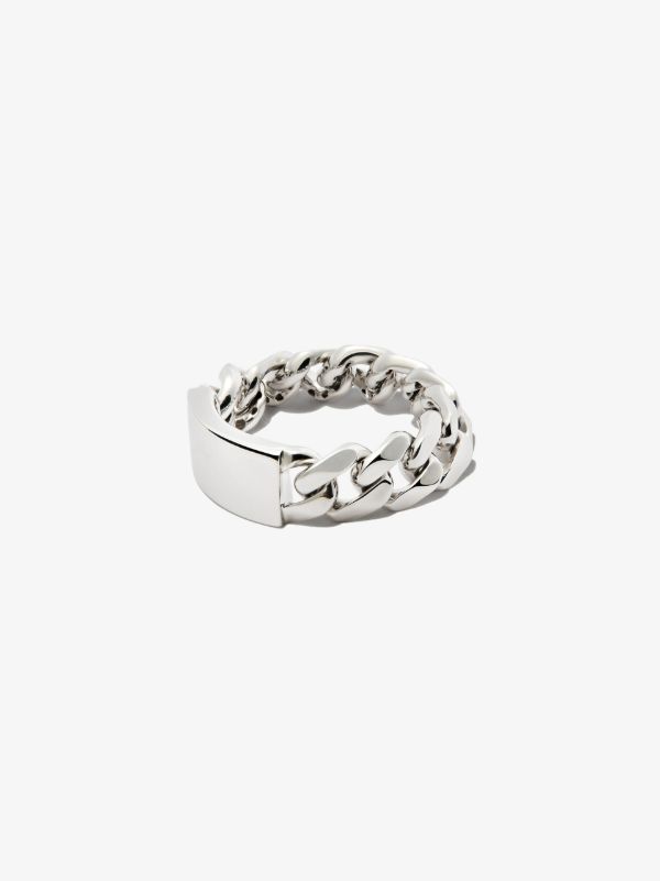 SHAY 18K white gold ID flat link ring | Browns Rings