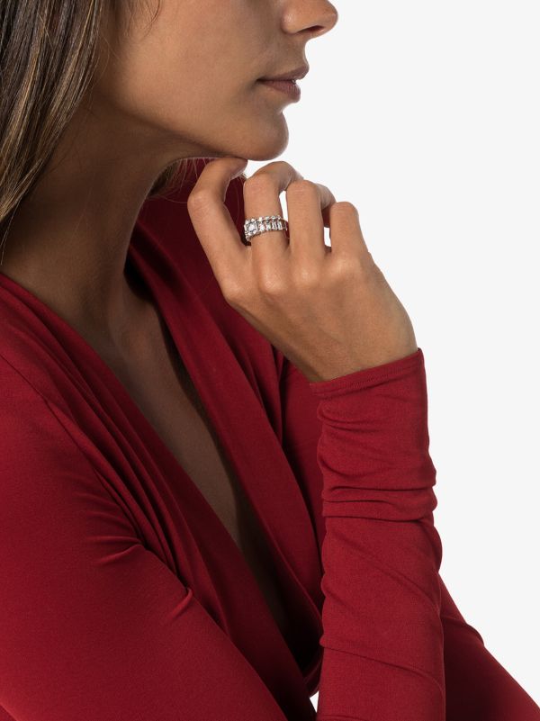 SHAY 18K White Gold Illusion Centre Dot Dash Diamond Ring | Browns Fine Rings