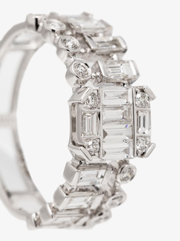 SHAY 18K White Gold Illusion Centre Dot Dash Diamond Ring | Browns Fine Rings