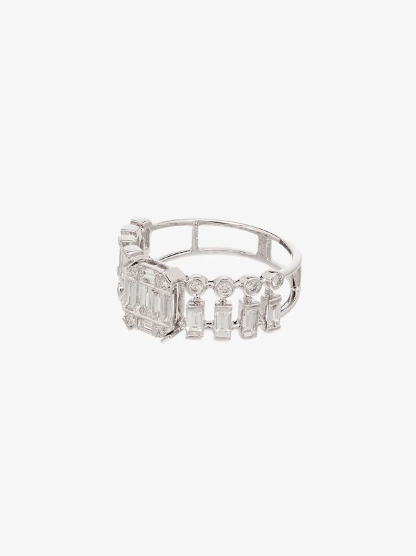 SHAY 18K white gold Illusion centre dot dash diamond ring | Browns Fine Rings