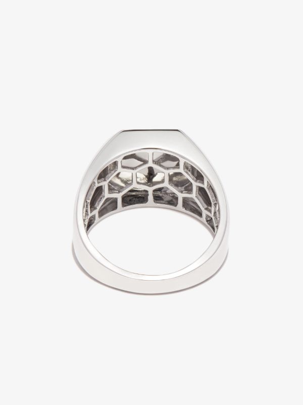 SHAY 18K White Gold L Initial Diamond Signet Ring | Browns Rings