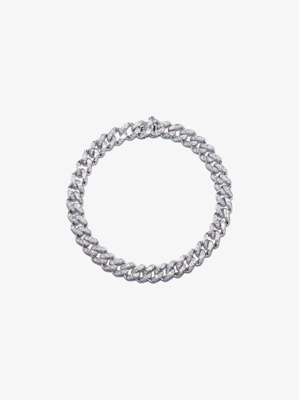 SHAY 18K white gold medium flat link diamond bracelet | Browns Bracelets