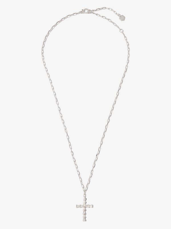 SHAY 18K white gold mini cross diamond necklace | Browns Necklaces