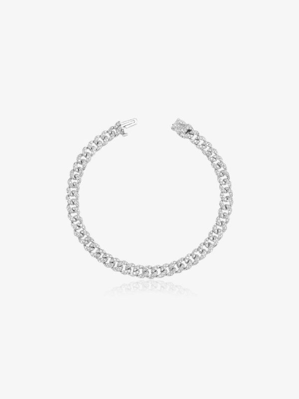 SHAY 18K white gold mini flat link diamond bracelet | Browns Bracelets