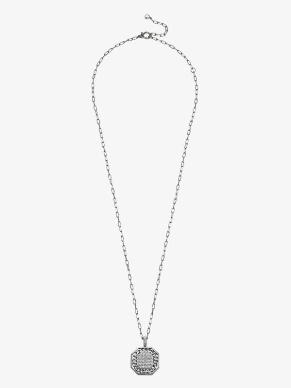 SHAY 18K White Gold Octagon Diamond Pendant Necklace | Browns Necklaces